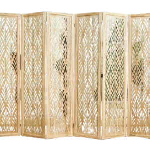 5.75' Room Divider Solid Wood Natural Privacy Screen
