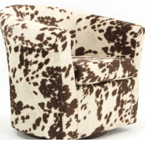 Anslett Cowprint Swivel Barrel Chair