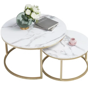 Emmaline Nestine Coffe Table Set White/Gold