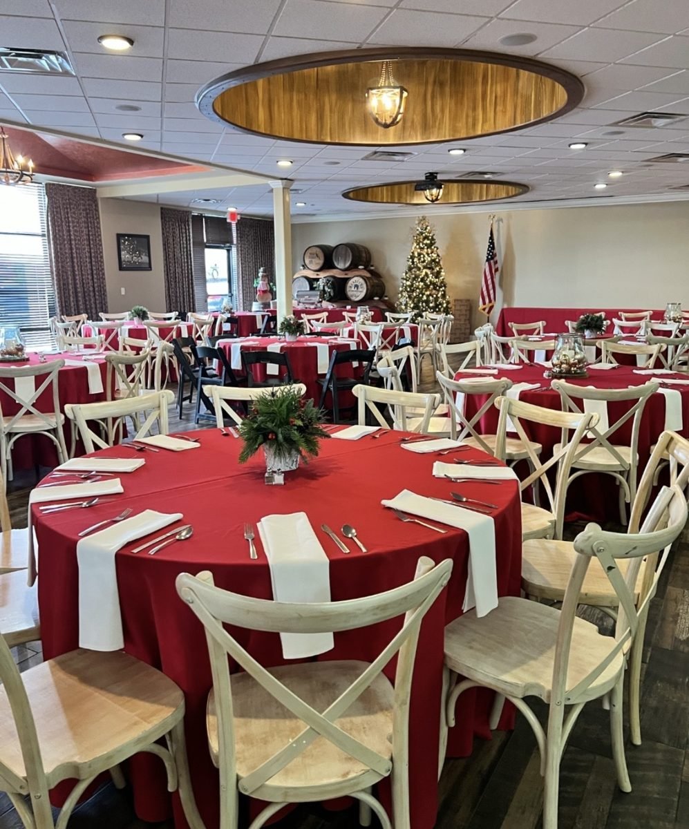 Holiday party setup at Copper Roux
